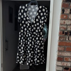 No Boundaries Black Dress with White Floral Pattern